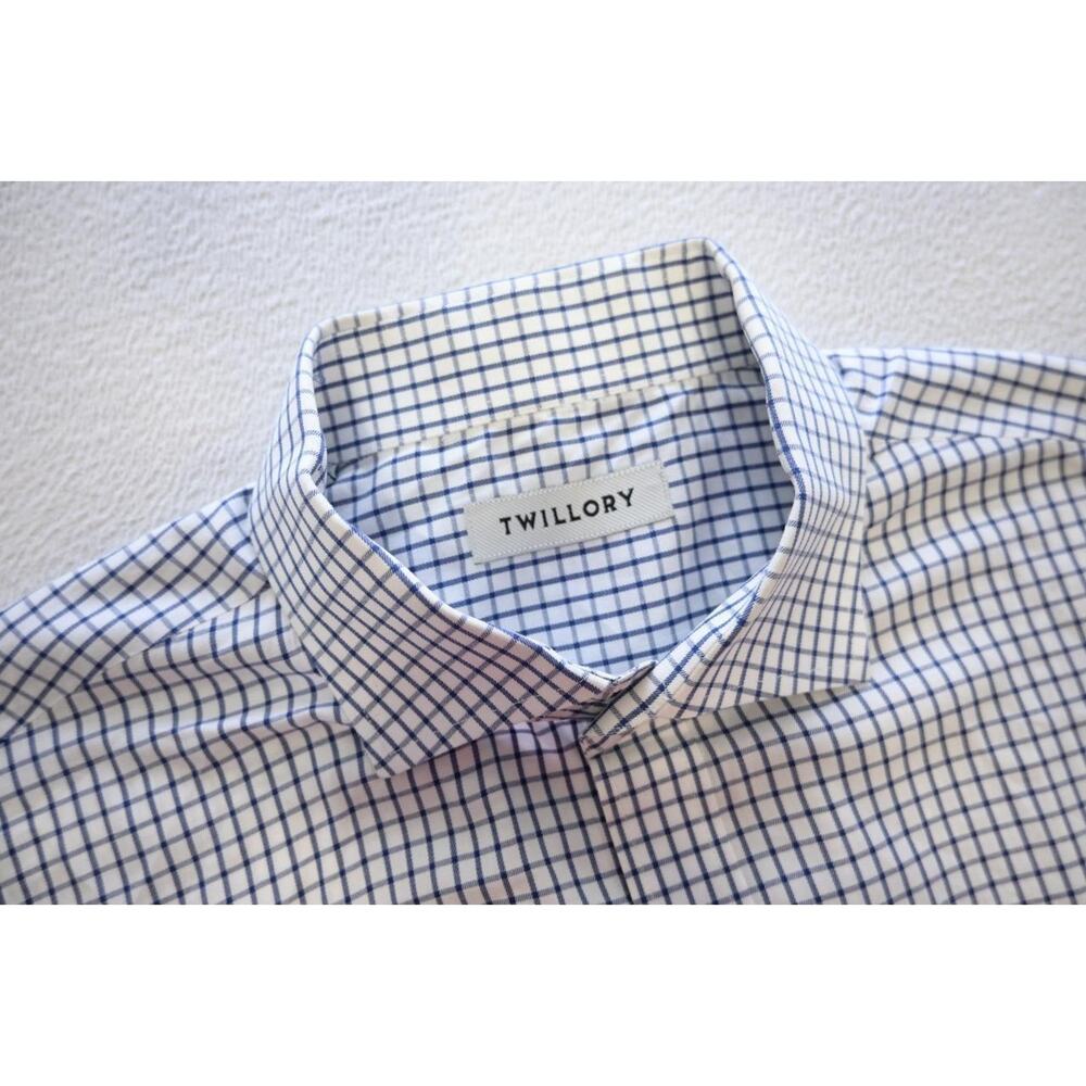 Twillory Dress Shirt Tailored Fit Casual Plaid Mens Size 17.5 34/35 XL